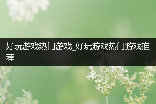 好玩游戏热门游戏_好玩游戏热门游戏推荐