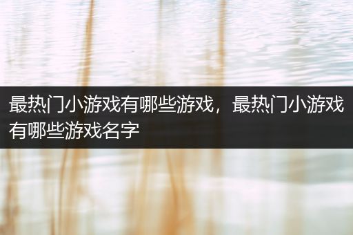 最热门小游戏有哪些游戏，最热门小游戏有哪些游戏名字