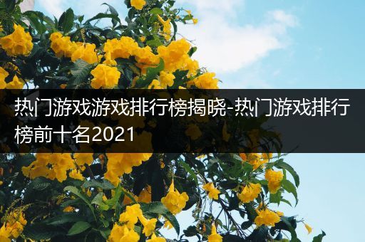 热门游戏游戏排行榜揭晓-热门游戏排行榜前十名2021