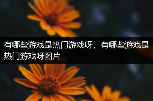 有哪些游戏是热门游戏呀，有哪些游戏是热门游戏呀图片