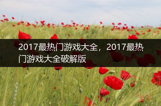 2017最热门游戏大全，2017最热门游戏大全破解版