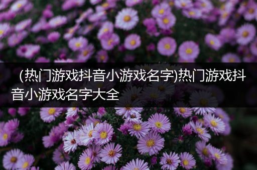 （热门游戏抖音小游戏名字)热门游戏抖音小游戏名字大全