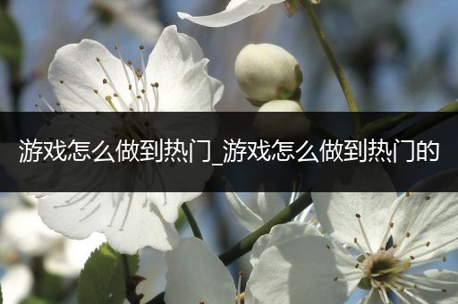 游戏怎么做到热门_游戏怎么做到热门的