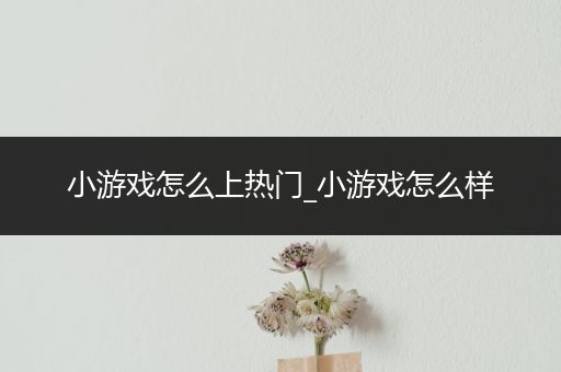 小游戏怎么上热门_小游戏怎么样