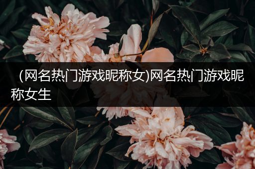 （网名热门游戏昵称女)网名热门游戏昵称女生