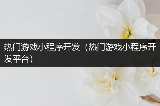 热门游戏小程序开发（热门游戏小程序开发平台）