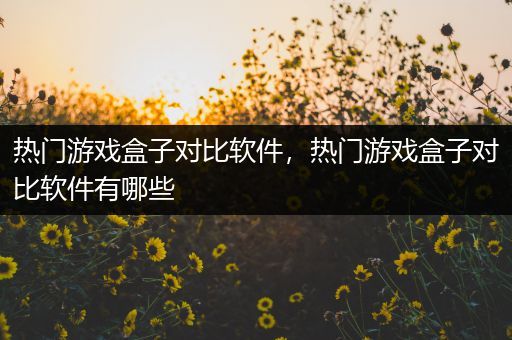 热门游戏盒子对比软件，热门游戏盒子对比软件有哪些