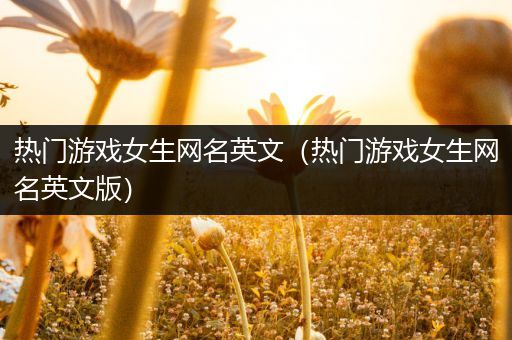 热门游戏女生网名英文（热门游戏女生网名英文版）