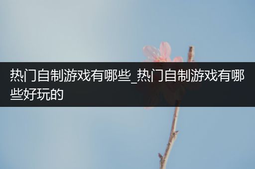 热门自制游戏有哪些_热门自制游戏有哪些好玩的