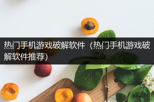 热门手机游戏破解软件（热门手机游戏破解软件推荐）