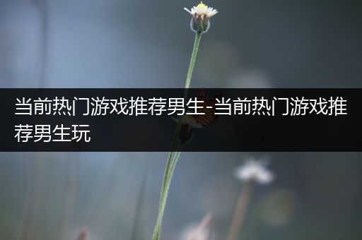 当前热门游戏推荐男生-当前热门游戏推荐男生玩