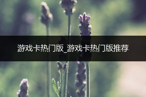 游戏卡热门版_游戏卡热门版推荐